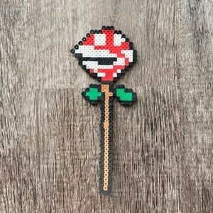 Mario Party Piranha Plant Venus Fly Trap book mark read handmade perler beads